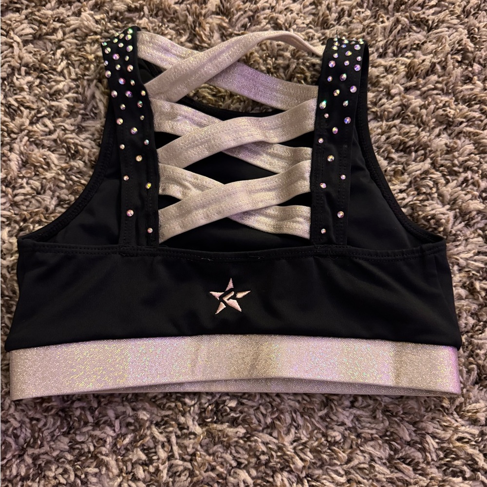 Rebel Kids Sparkling Black and Silver Cheer Dance Outfit - Picture 2 of 3